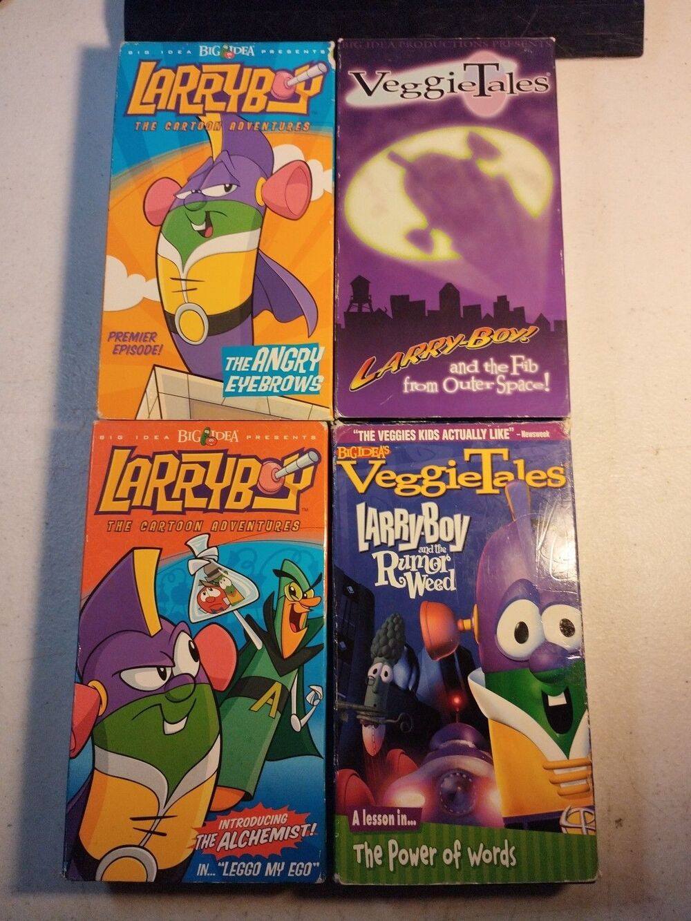 VeggieTales Larryboy VHS Tapes Lot Of 4.  Big Idea. Christian. See Description